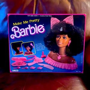 1987 AA BARBIE MAKE ME PRETTY STYLING HEAD Arco Hair Makeup Jewelry